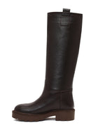 Kadın Kahverengi Kalın Tabanlı Deri Çizme | Derimod