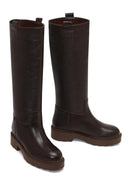 Kadın Kahverengi Kalın Tabanlı Deri Çizme | Derimod