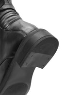 Woman Black Zippered Leather Postal Boots | Derimod