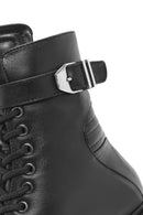 Woman Black Zippered Leather Postal Boots | Derimod
