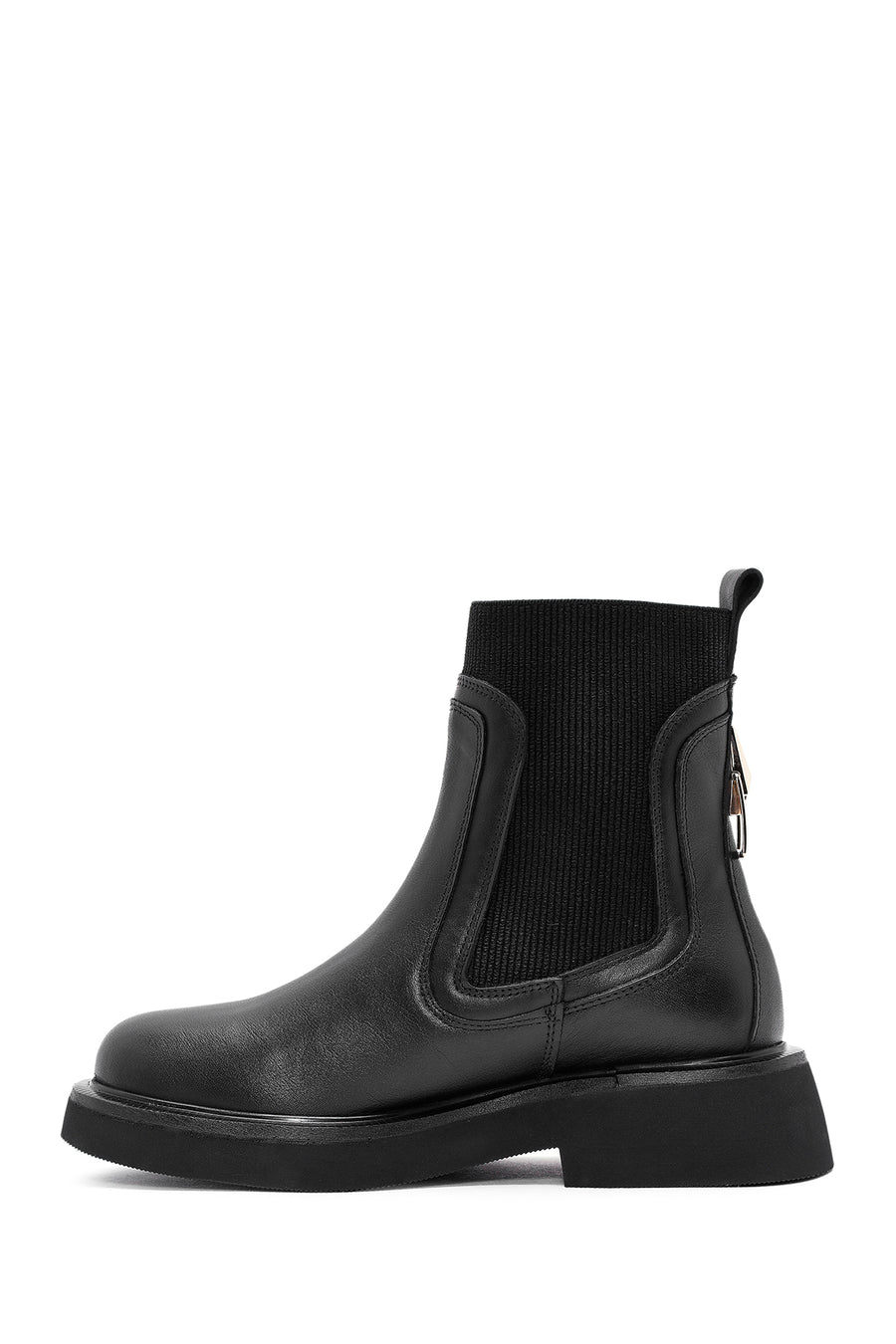 Woman Siyah Leather Chelsea Bot