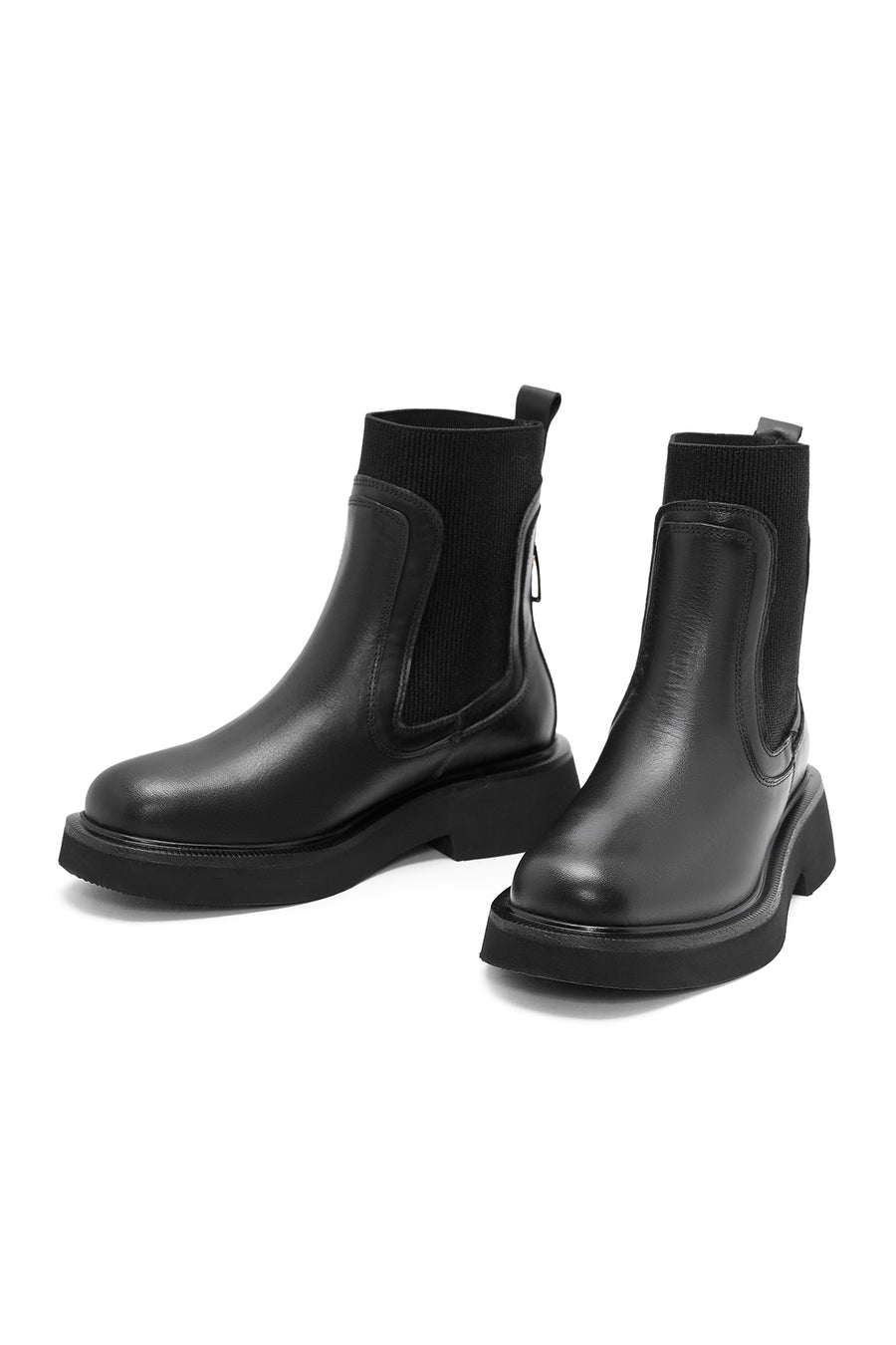 Woman Siyah Leather Chelsea Bot