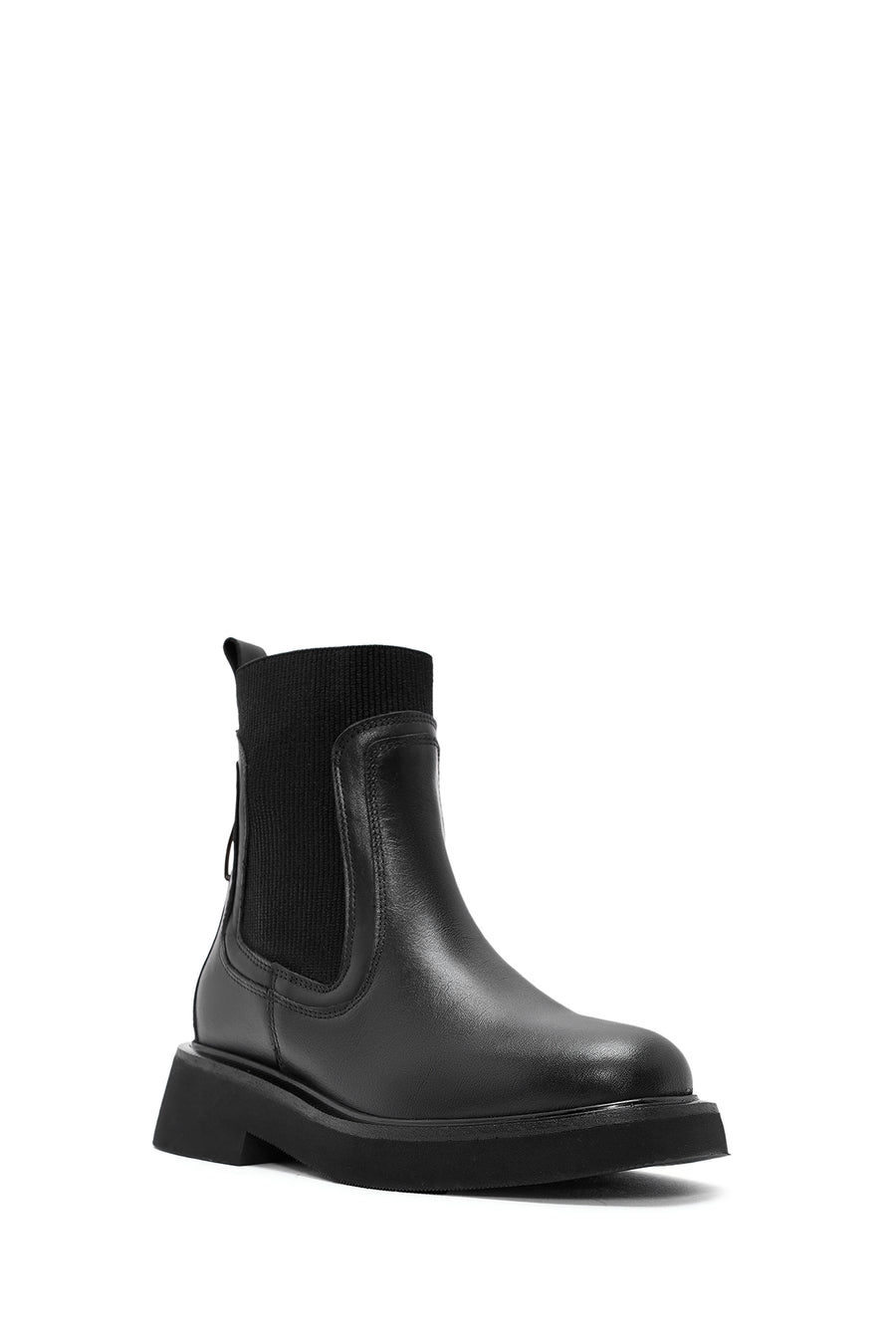 Woman Siyah Leather Chelsea Bot