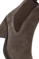 Woman Suede with Mink Heels Leather Cowboy Boots | Derimod