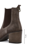 Woman Suede with Mink Heels Leather Cowboy Boots | Derimod