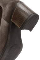 Woman Suede with Mink Heels Leather Cowboy Boots | Derimod