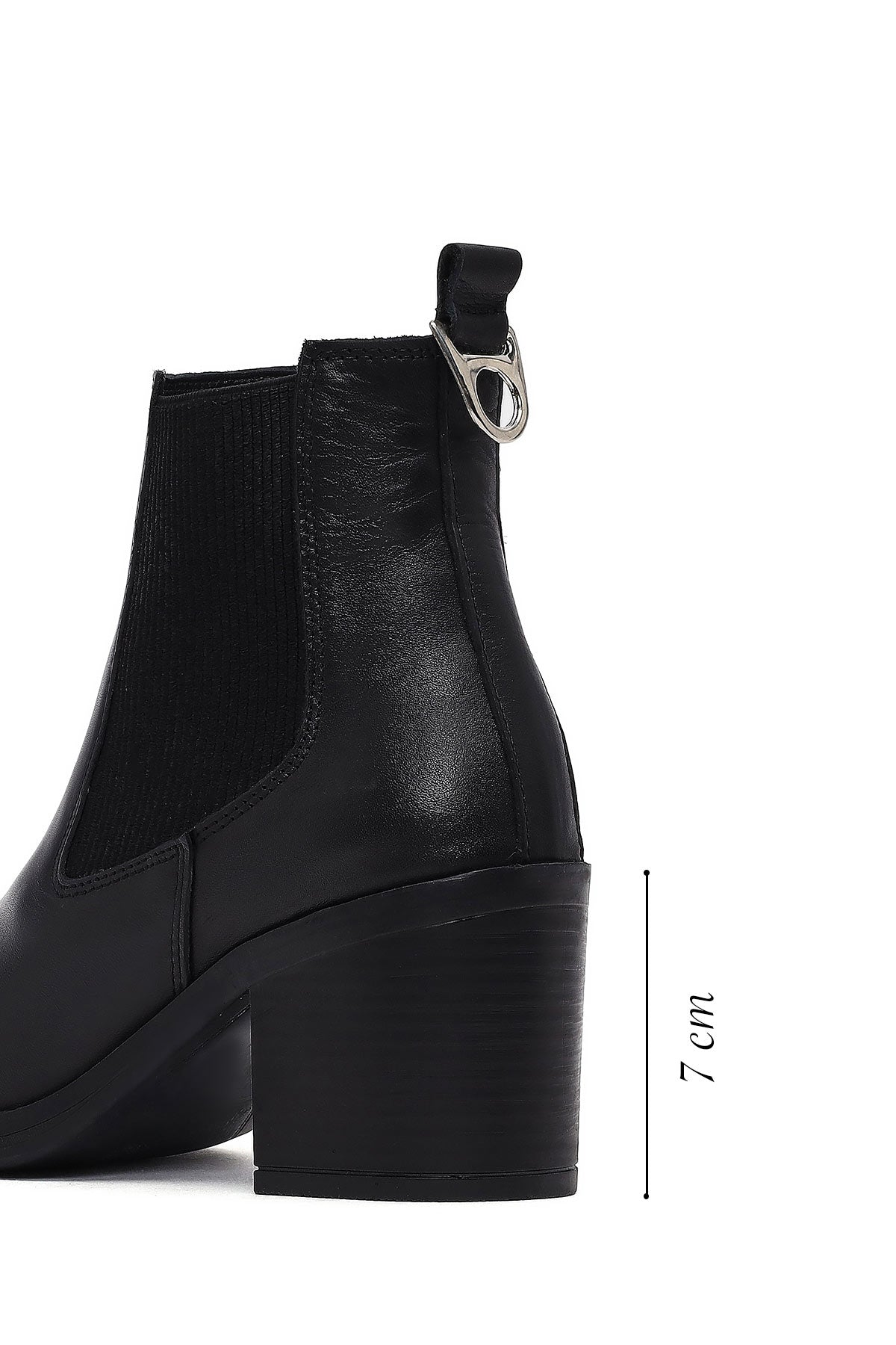 Kadın Siyah Kalın Topuklu Deri Kovboy Bot