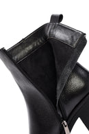 Woman Black High Heel Zipper Leather Boat | Derimod
