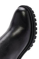 Woman Black High Heel Zipper Leather Boat | Derimod