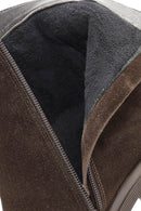 Kadın Kahverengi Fermuarlı Topuklu Süet Deri Bot | Derimod