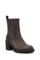 Kadın Vizon Fermuarlı Topuklu Süet Deri Bot | Derimod