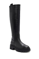 Woman Black Zippered Thick Sole Leather Boot | Derimod