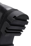 Woman Black Zippered Thick Sole Leather Boot | Derimod