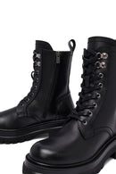 Kadın Siyah Fermuarlı Bağcıklı Kalın Tabanlı Deri Postal Bot | Derimod