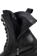 Kadın Siyah Fermuarlı Bağcıklı Kalın Tabanlı Deri Postal Bot | Derimod