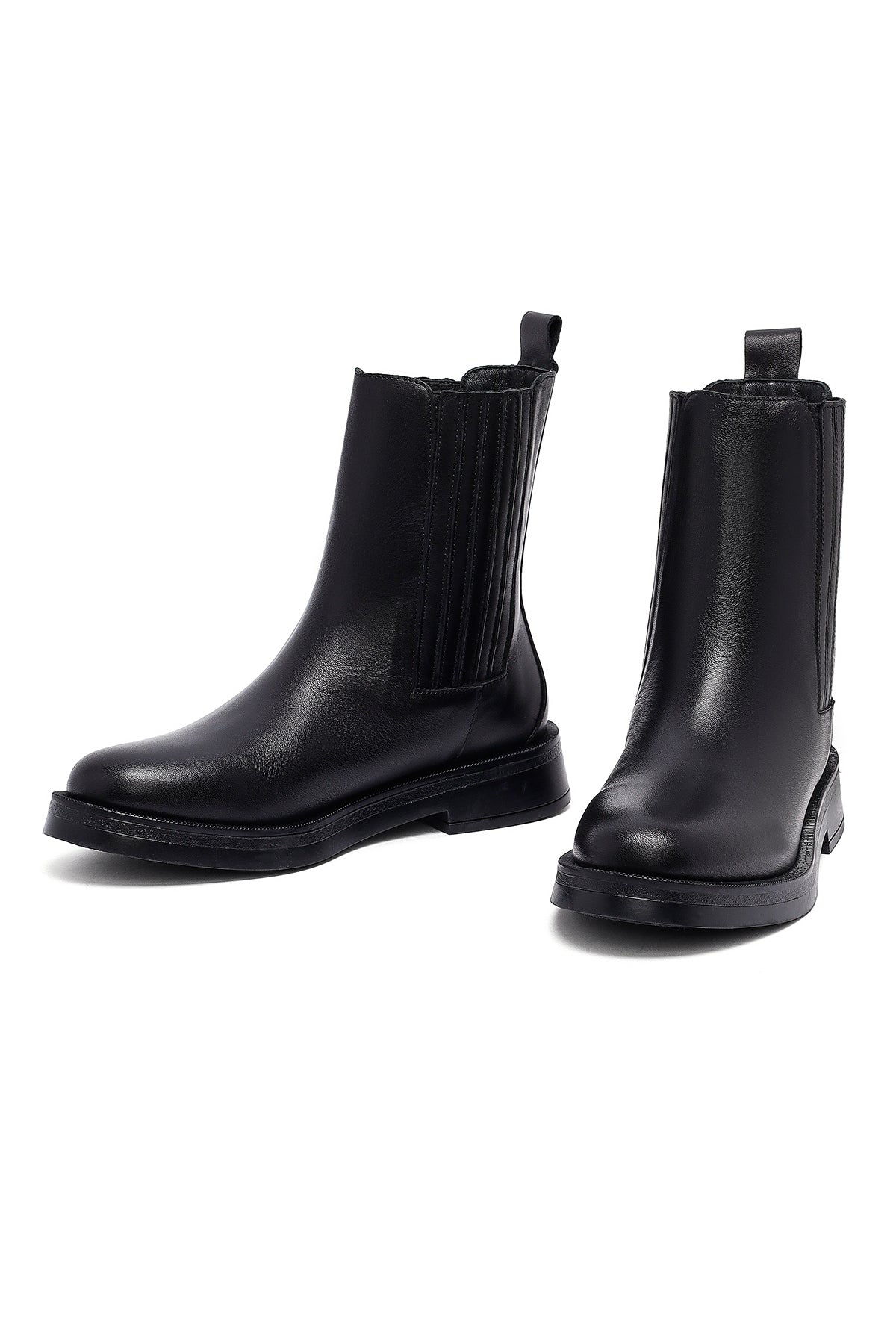 Kadın Siyah Deri Chelsea Bot