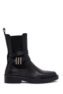 Women's Black Zippered Leather Boots | Derimod