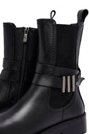 Women's Black Zippered Leather Boots | Derimod