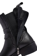 Women's Black Zippered Leather Boots | Derimod