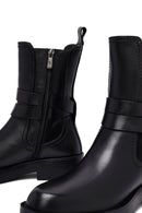 Women's Black Zippered Leather Boots | Derimod