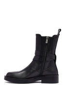Women's Black Zippered Leather Boots | Derimod