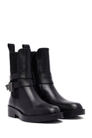 Women's Black Zippered Leather Boots | Derimod