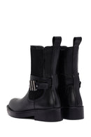 Women's Black Zippered Leather Boots | Derimod
