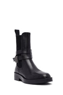 Women's Black Zippered Leather Boots | Derimod