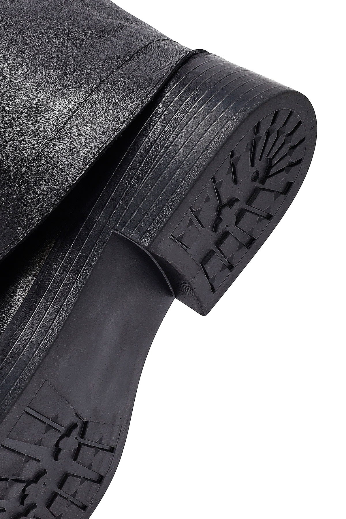 Kadın Siyah Tokalı Biker Deri Bot