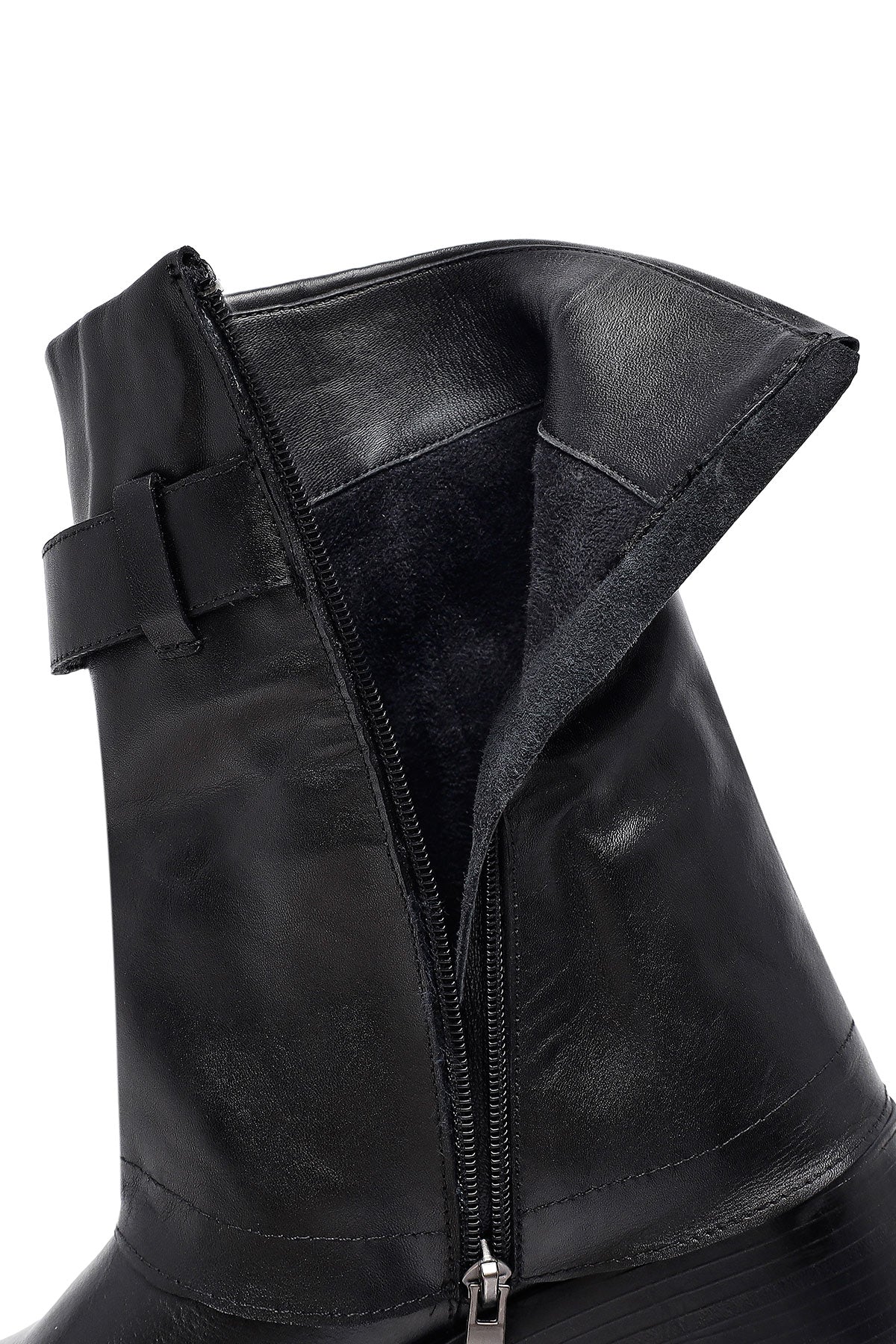 Kadın Siyah Tokalı Biker Deri Bot