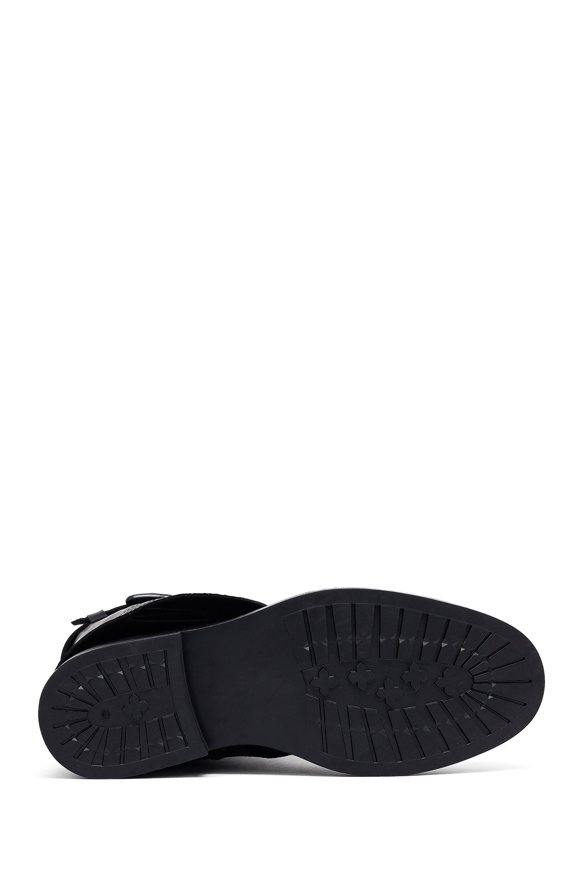 Kadın Siyah Tokalı Biker Deri Bot