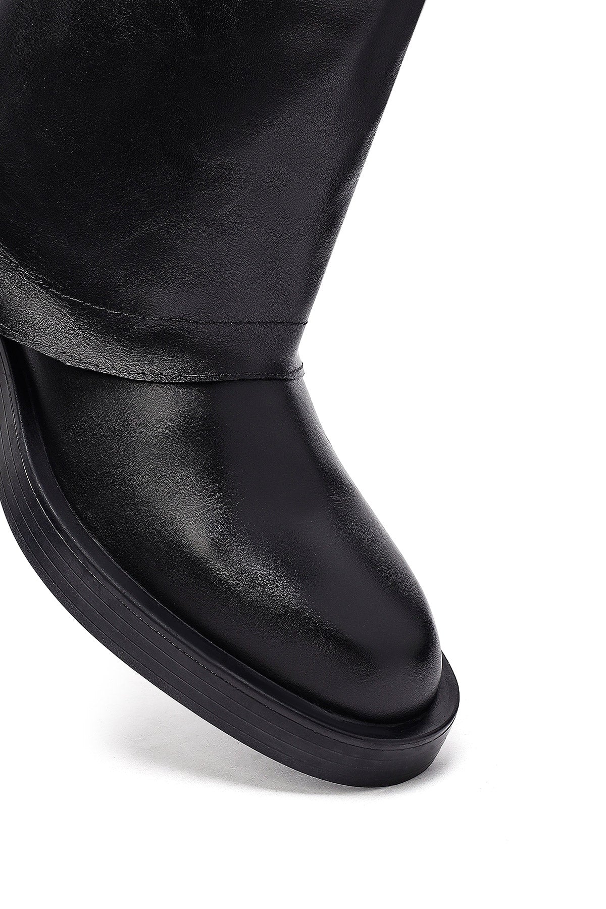 Kadın Siyah Tokalı Biker Deri Bot