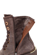 Kadın Vizon Fermuarlı Bağcıklı Süet Deri Postal Bot | Derimod