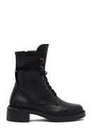Women's Black Zippered Lace-Up Leather Ankle Boots | Derimod