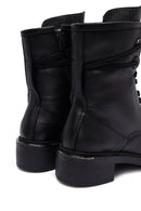 Women's Black Zippered Lace-Up Leather Ankle Boots | Derimod
