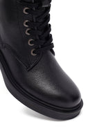 Women's Black Zippered Lace-Up Leather Ankle Boots | Derimod