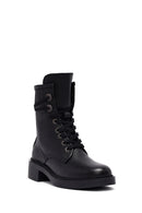 Women's Black Zippered Lace-Up Leather Ankle Boots | Derimod