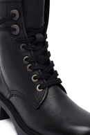 Women's Black Zippered Lace-Up Leather Ankle Boots | Derimod
