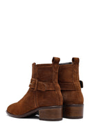 Kadın Taba Fermuarlı Kısa Topuklu Süet Deri Bot | Derimod