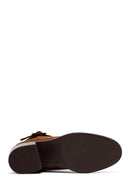 Kadın Taba Fermuarlı Kısa Topuklu Süet Deri Bot | Derimod