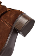 Kadın Taba Fermuarlı Kısa Topuklu Süet Deri Bot | Derimod