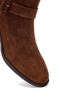 Kadın Taba Fermuarlı Kısa Topuklu Süet Deri Bot | Derimod