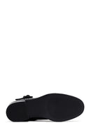 Women's Black Zippered Short Thick Heeled Leather Boots | Derimod