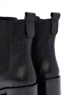 Women's Black Thick Heeled Leather Chelsea Boot | Derimod