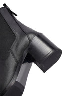 Women's Black Thick Heeled Leather Chelsea Boot | Derimod
