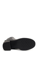 Kadın Siyah Fermuarlı Kalın Topuklu Deri Bot | Derimod