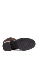 Kadın Kahverengi Fermuarlı Kalın Topuklu Süet Deri Çizme | Derimod