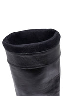 Kadın Siyah Fermuarlı Kalın Topuklu Deri Çizme | Derimod