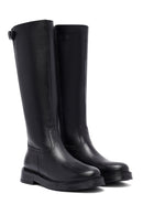 Woman Black Zippered Leather Boot | Derimod