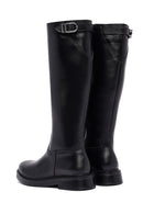 Woman Black Zippered Leather Boot | Derimod